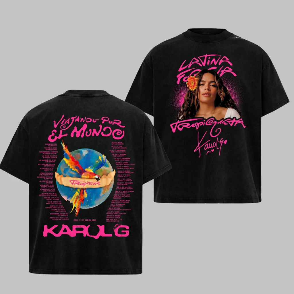 Vintage Karol G Tour 2026 T-Shirt Latin Music Festival Merch Cotton Streetwear Unisex T-shirt, Sweatshirt, Hoodie, Long Sleeve Tee - T-Shirt, Sweatshirt, Hoodie