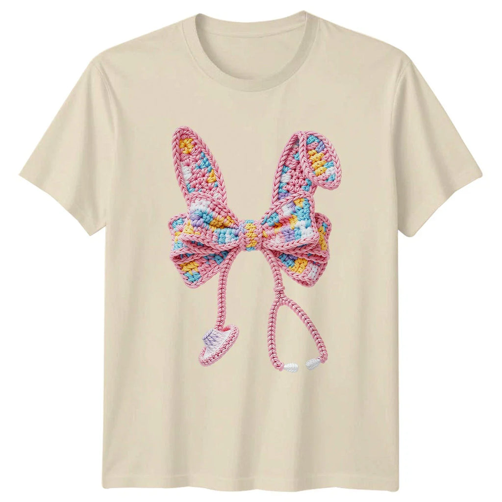 Crochet Bunny Ears Kawaii Aesthetic Womens T-Shirt Kawaii Fashion Rabbit Unisex T-shirt, Sweatshirt, Hoodie, Long Sleeve Tee - T-Shirt, Sweatshirt, Hoodie