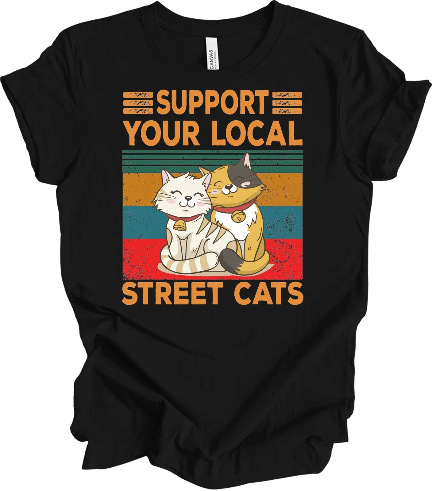 Support Your Local Street Cats Shirt Retro Vintage Kitten Lovers Gift Cute Tee Unisex T-shirt, Sweatshirt, Hoodie, Long Sleeve Tee - T-Shirt, Sweatshirt, Hoodie