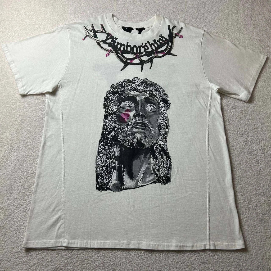 Vlone x Yams Day Jesus Piece Graphic T-Shirt White Size XL Yamborghini Unisex T-shirt, Sweatshirt, Hoodie, Long Sleeve Tee - T-Shirt, Sweatshirt, Hoodie