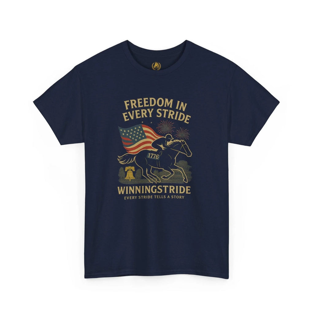 Freedom in Every Stride, Graphic Tee for Horse Lovers, Independence Day Unisex T-shirt, Sweatshirt, Hoodie, Long Sleeve Tee - T-Shirt, Sweatshirt, Hoodie