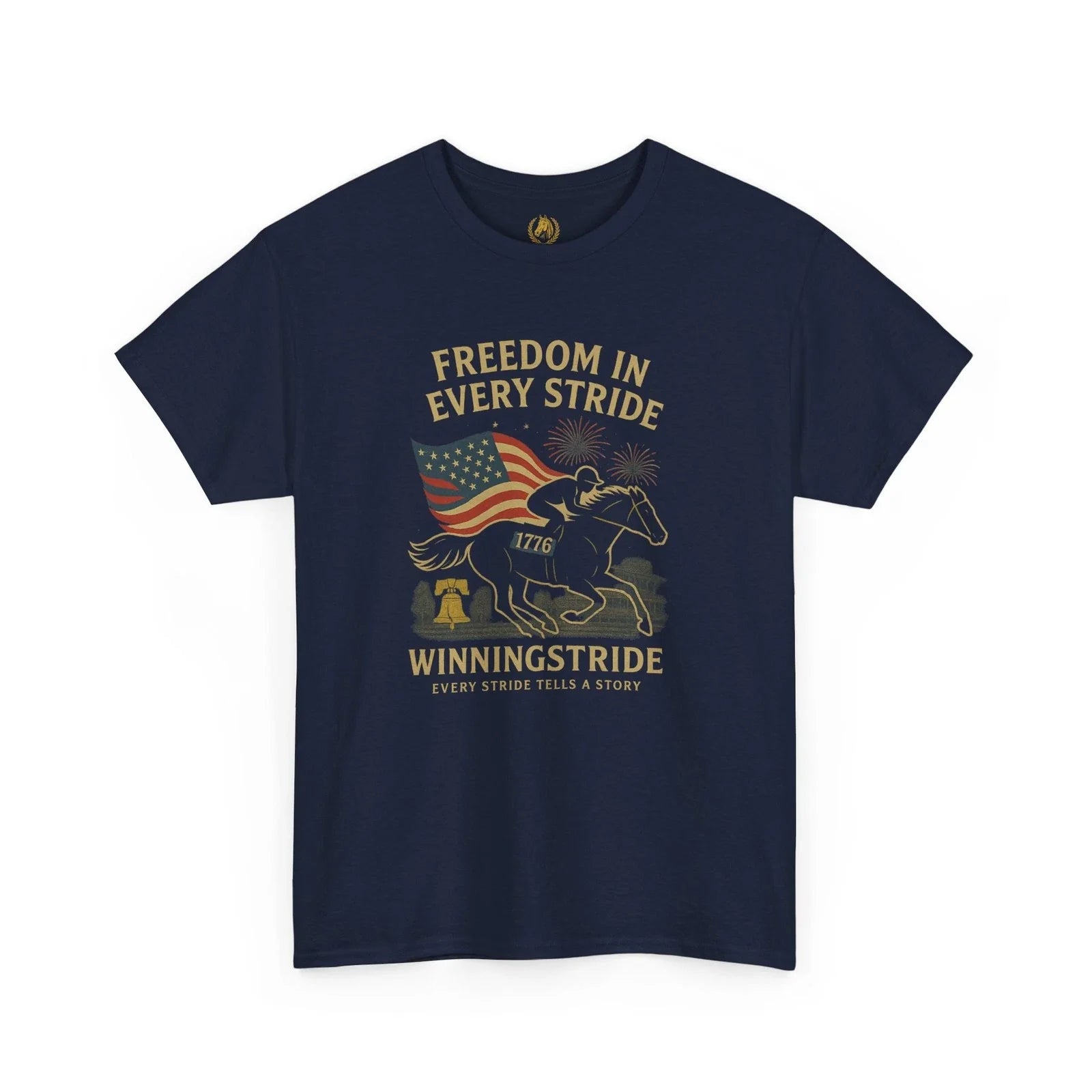 Freedom in Every Stride, Graphic Tee for Horse Lovers, Independence Day Unisex T-shirt, Sweatshirt, Hoodie, Long Sleeve Tee - T-Shirt, Sweatshirt, Hoodie