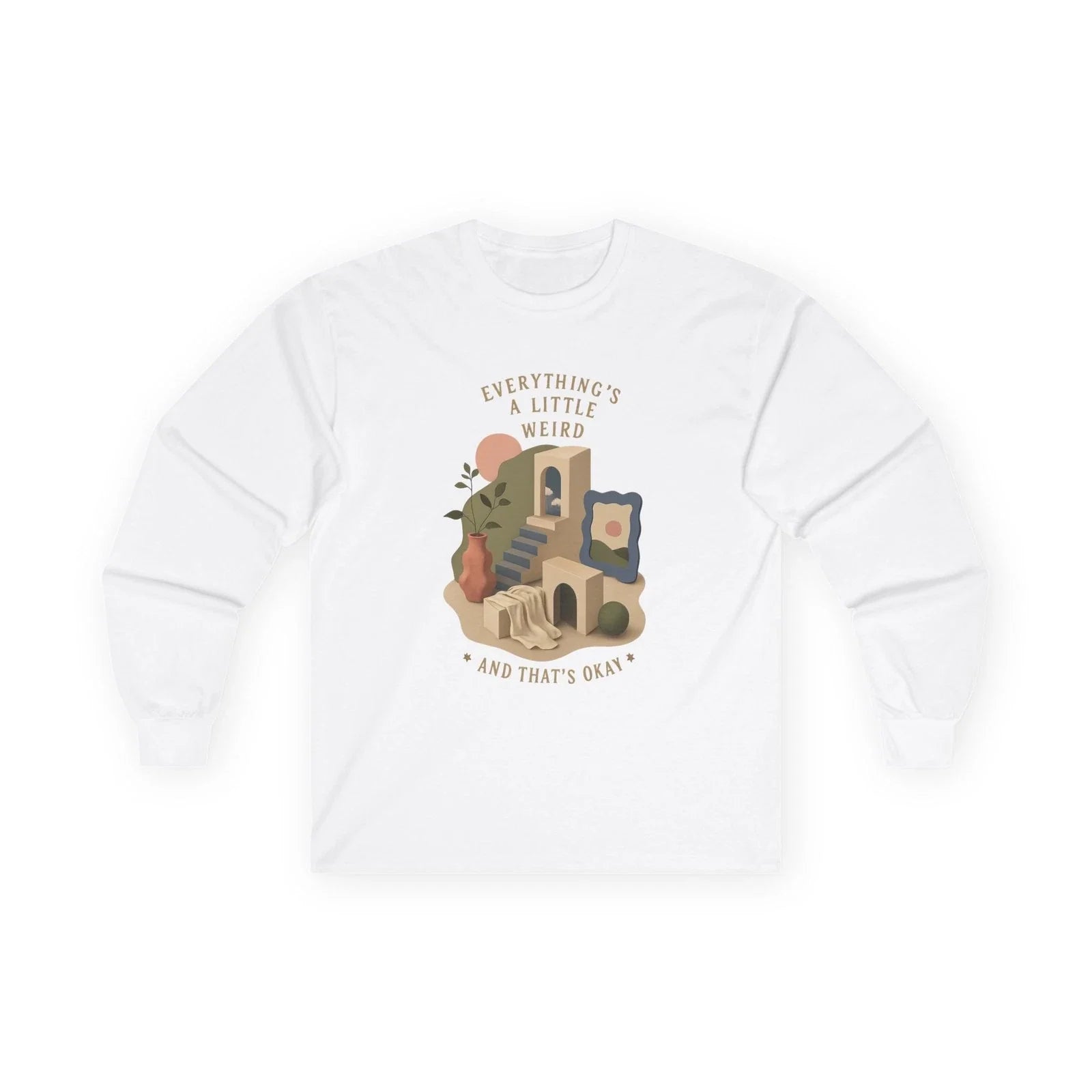 Everything's A Little Weird long sleeve tee | surreal cottage illustration Unisex T-shirt, Sweatshirt, Hoodie, Long Sleeve Tee - T-Shirt, Sweatshirt, Hoodie