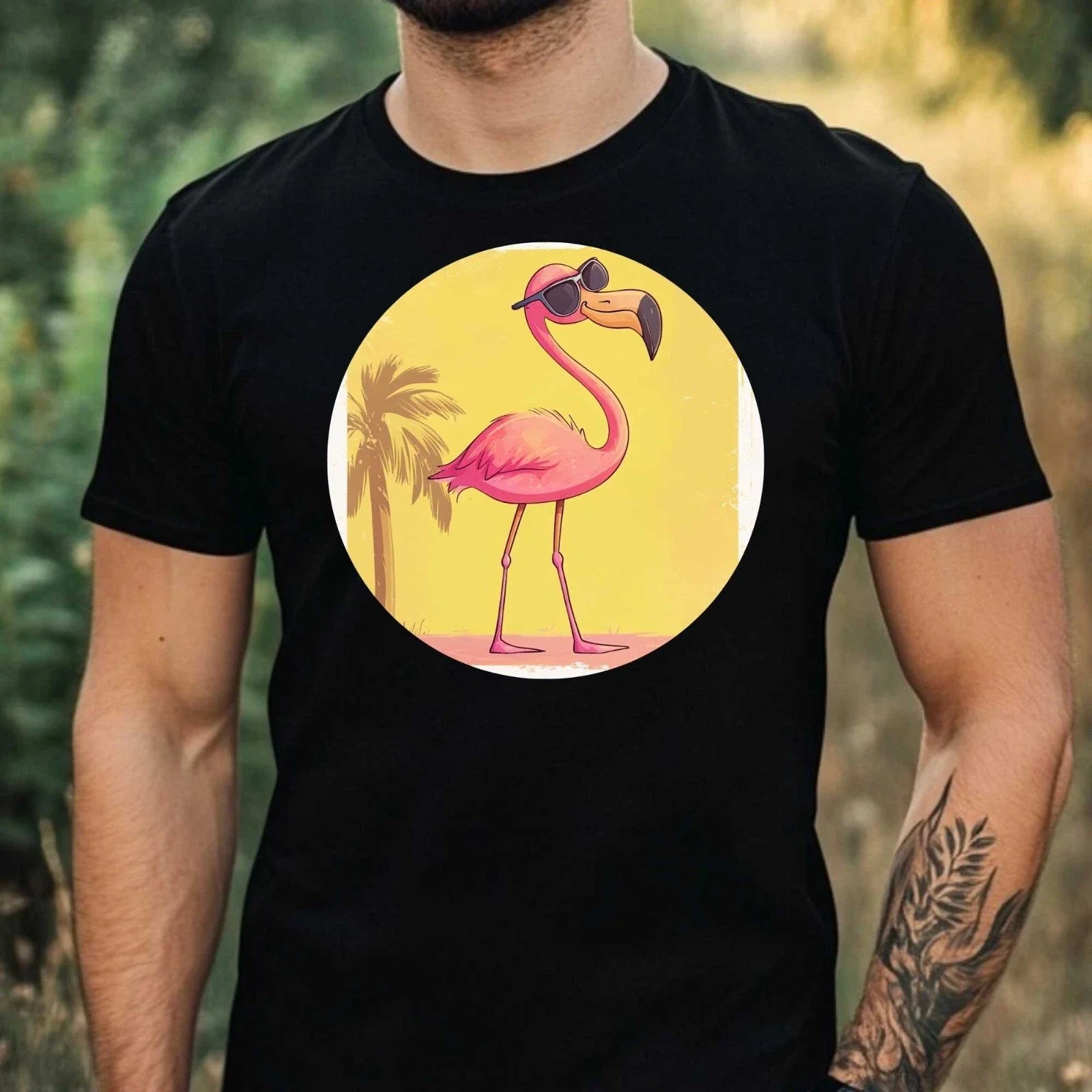 Mens Funny Flamingo Print Cotton T-Shirt Size XS to 5XL Unisex T-shirt, Sweatshirt, Hoodie, Long Sleeve Tee - T-Shirt, Sweatshirt, Hoodie