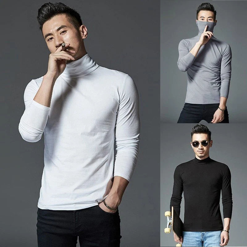 Trendy Men's Casual Turtleneck Long Sleeve Pullover Shirts in Solid Color Unisex T-shirt, Sweatshirt, Hoodie, Long Sleeve Tee - T-Shirt, Sweatshirt, Hoodie