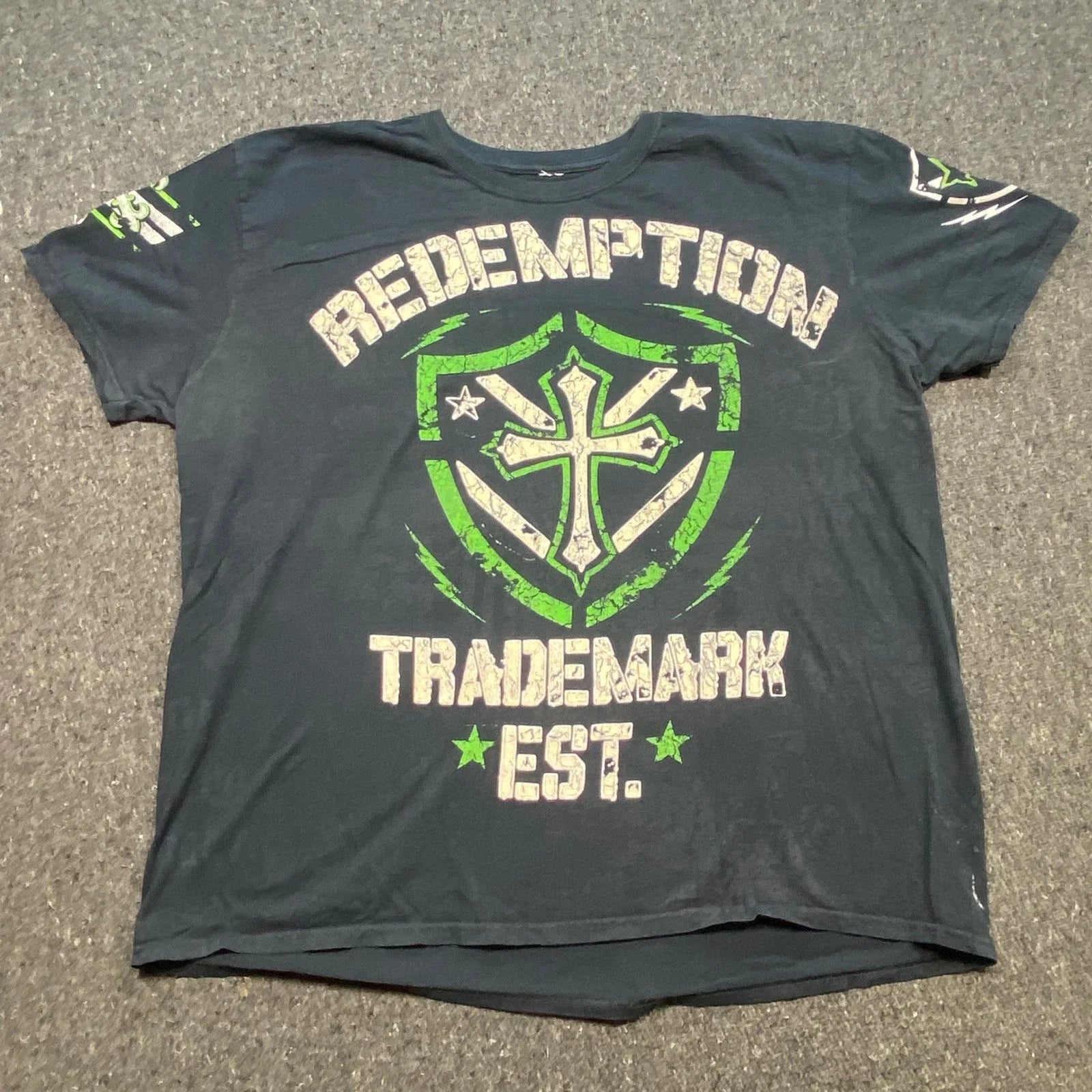 Raw State Redemption TShirt XXL Mens Black Streetwear Shield Cross Graphic Tee Unisex T-shirt, Sweatshirt, Hoodie, Long Sleeve Tee - T-Shirt, Sweatshirt, Hoodie