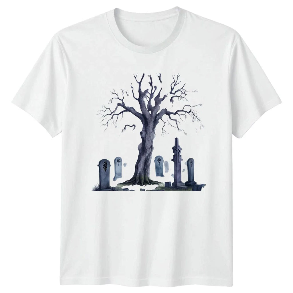 Spooky Graveyard Tree T-Shirt Halloween Gothic Horror Gift For Him And Her Unisex T-shirt, Sweatshirt, Hoodie, Long Sleeve Tee - T-Shirt, Sweatshirt, Hoodie