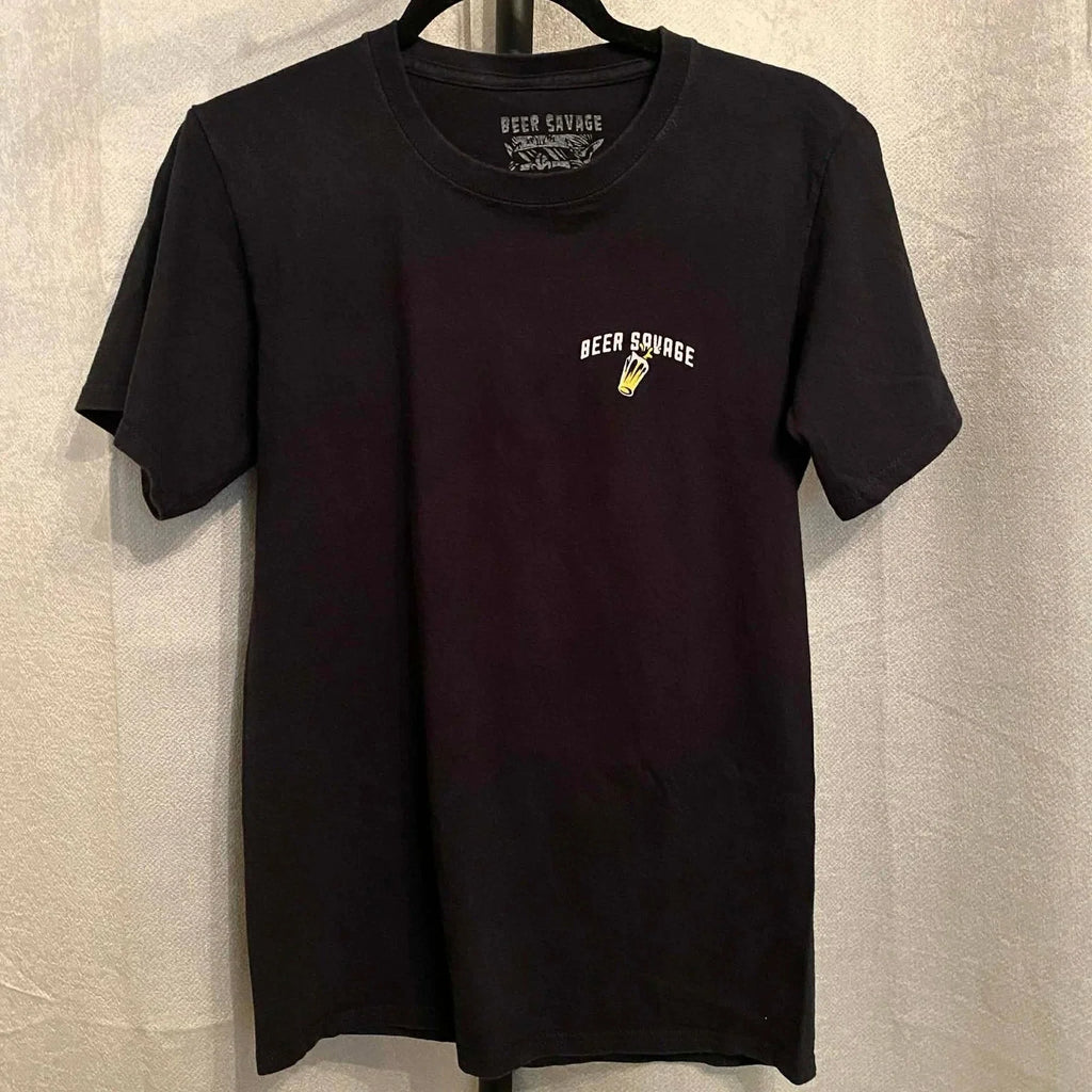 Beer Savage Graphic Tee Wrecked Skeleton Beer Shirt Black Cotton Size S Unisex T-shirt, Sweatshirt, Hoodie, Long Sleeve Tee - T-Shirt, Sweatshirt, Hoodie