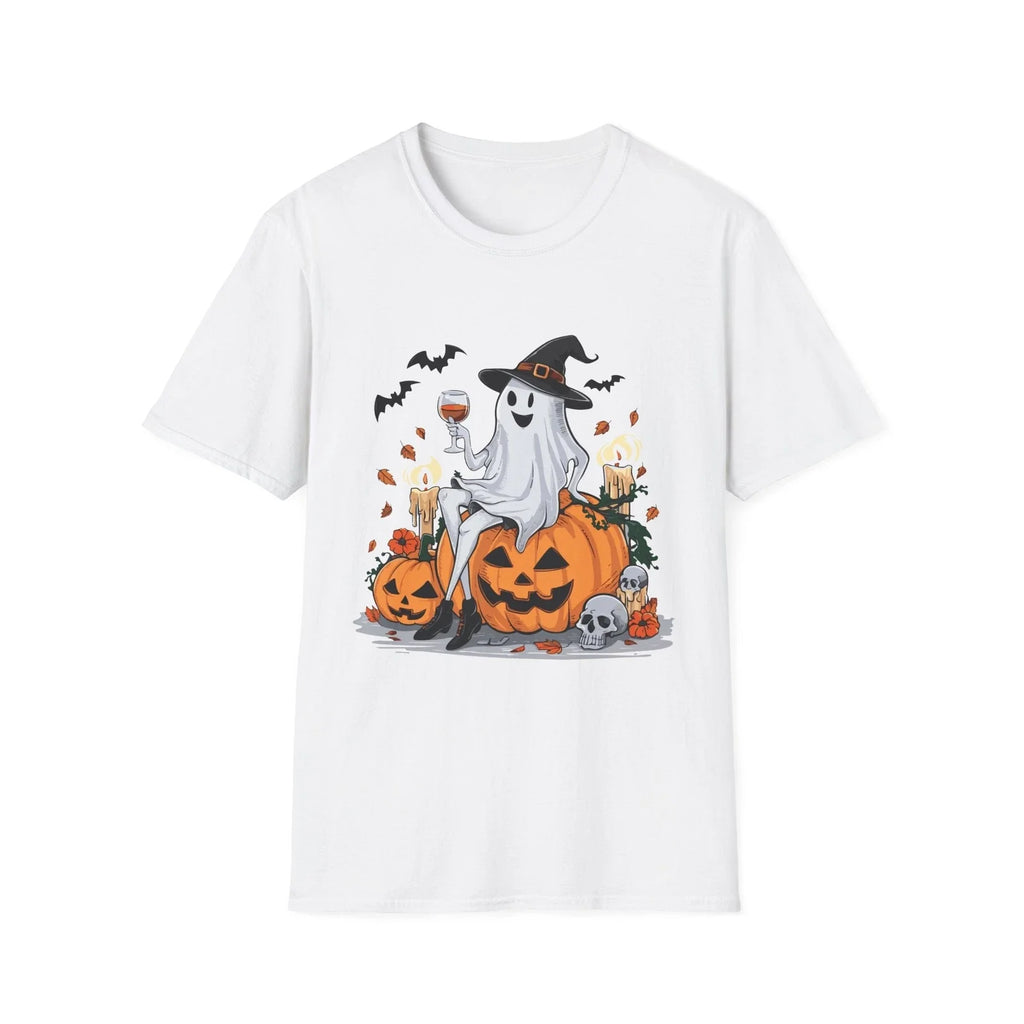 Drinking Ghost Shirt | Halloween Ghost With Wine Gift Unisex T-shirt, Sweatshirt, Hoodie, Long Sleeve Tee - T-Shirt, Sweatshirt, Hoodie