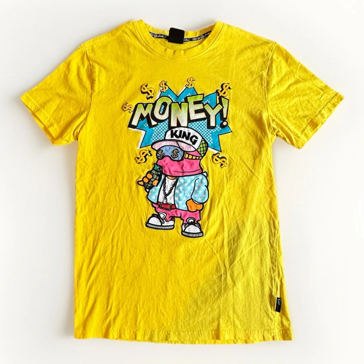Money King Graphic Tee Mens M Yellow Streetwear Cartoon Hip Hop Y2K Unisex T-shirt, Sweatshirt, Hoodie, Long Sleeve Tee - T-Shirt, Sweatshirt, Hoodie