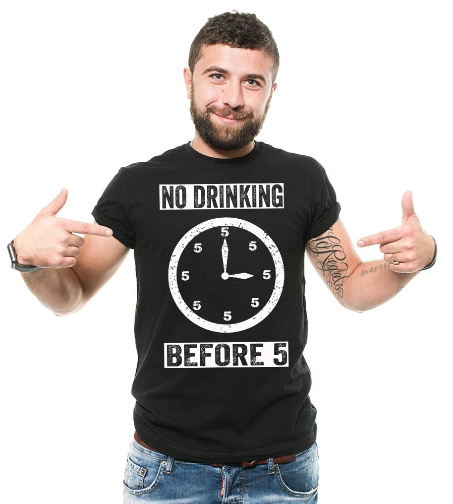 No Drinking Before Five T shirt Funny Party T shirt Wine Shirt Cool T shirt Unisex T-shirt, Sweatshirt, Hoodie, Long Sleeve Tee - T-Shirt, Sweatshirt, Hoodie