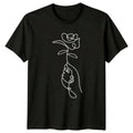 One Line Hand Holding Rose Womens T-Shirt Minimalist Floral Art Gift For Her Unisex T-shirt, Sweatshirt, Hoodie, Long Sleeve Tee - T-Shirt, Sweatshirt, Hoodie