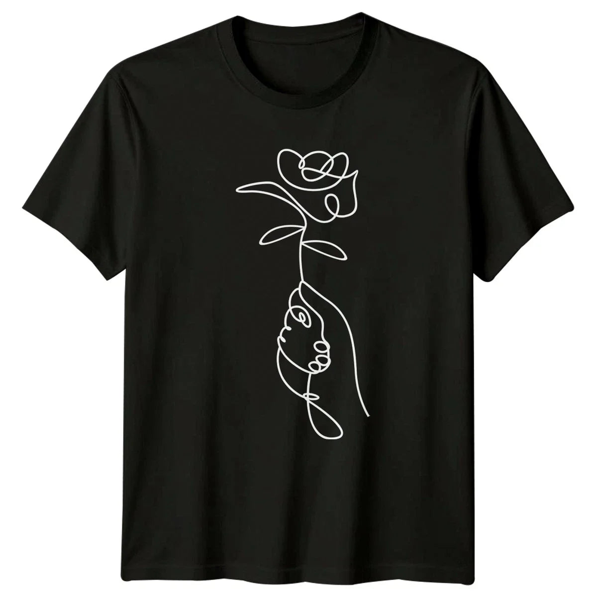 One Line Hand Holding Rose Womens T-Shirt Minimalist Floral Art Gift For Her Unisex T-shirt, Sweatshirt, Hoodie, Long Sleeve Tee - T-Shirt, Sweatshirt, Hoodie