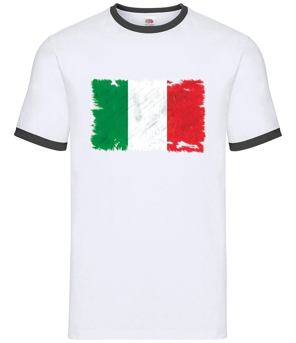 Italy Grunge Style Flag - Men Contrast - Italian Flags Travel Country Unisex T-shirt, Sweatshirt, Hoodie, Long Sleeve Tee - T-Shirt, Sweatshirt, Hoodie