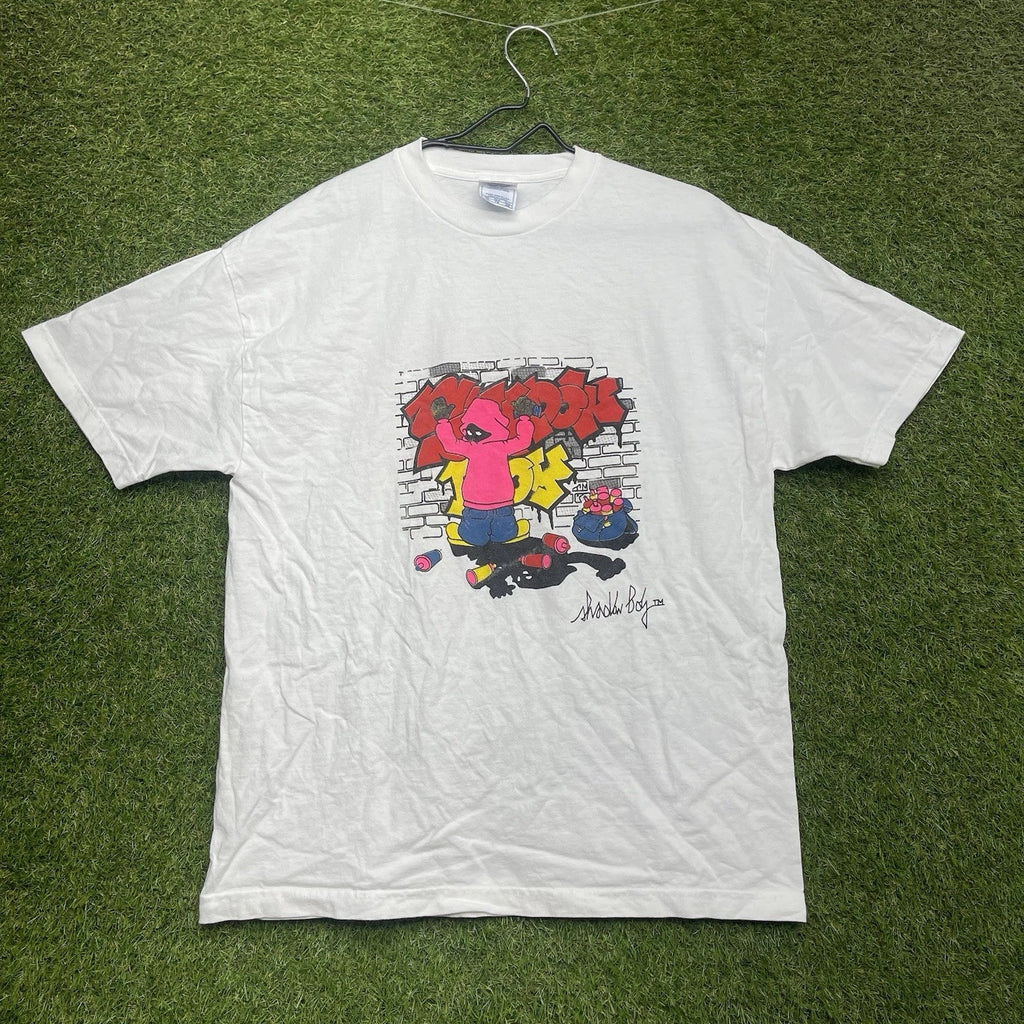 Shadow Boy Shirt Mens XL White Graffiti Spray Paint Street Art Graphic Tee y2k Unisex T-shirt, Sweatshirt, Hoodie, Long Sleeve Tee - T-Shirt, Sweatshirt, Hoodie