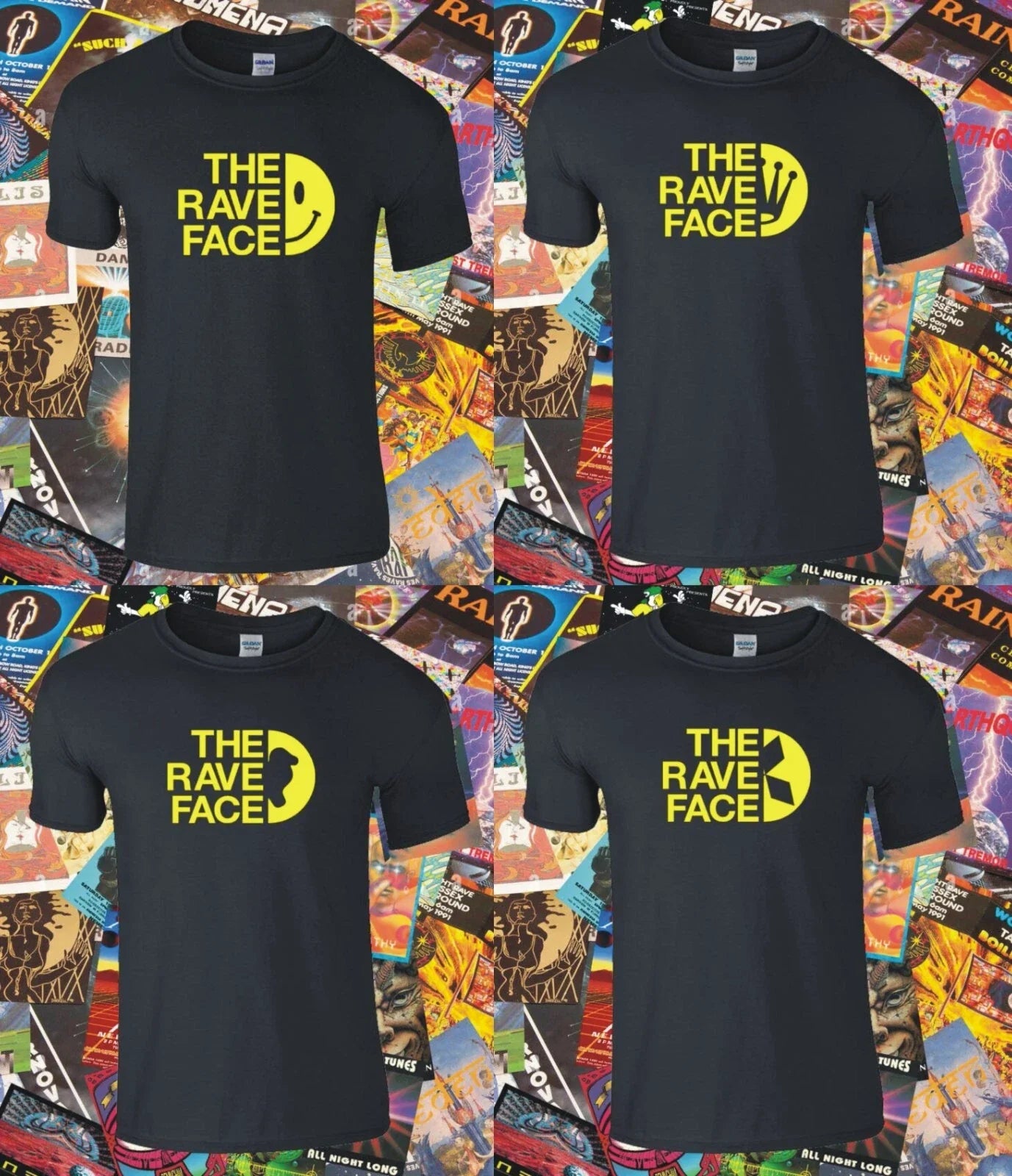 RAVE T-SHIRT THE RAVE FACE FANTAZIA DREAMSCAPE ACID DOVE WAREHOUSE PARTY 90s Unisex T-shirt, Sweatshirt, Hoodie, Long Sleeve Tee - T-Shirt, Sweatshirt, Hoodie