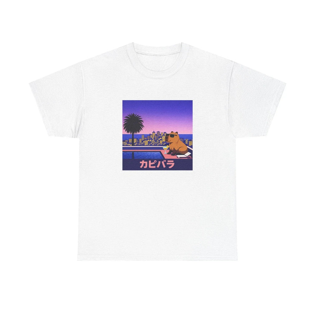 Capybara T Shirt Japanese Text Vaporwave Aesthetic Tee Sunset Graphic Shirt Unisex T-shirt, Sweatshirt, Hoodie, Long Sleeve Tee - T-Shirt, Sweatshirt, Hoodie
