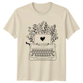 Blooming Typewriter Heart Creative Writing T-Shirt Writer Author Poet Birthday Unisex T-shirt, Sweatshirt, Hoodie, Long Sleeve Tee - T-Shirt, Sweatshirt, Hoodie