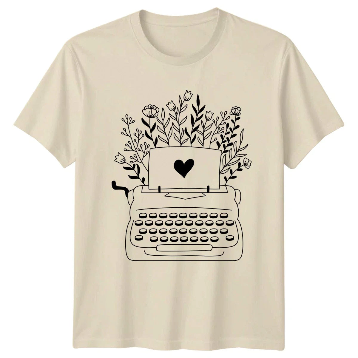 Blooming Typewriter Heart Creative Writing T-Shirt Writer Author Poet Birthday Unisex T-shirt, Sweatshirt, Hoodie, Long Sleeve Tee - T-Shirt, Sweatshirt, Hoodie