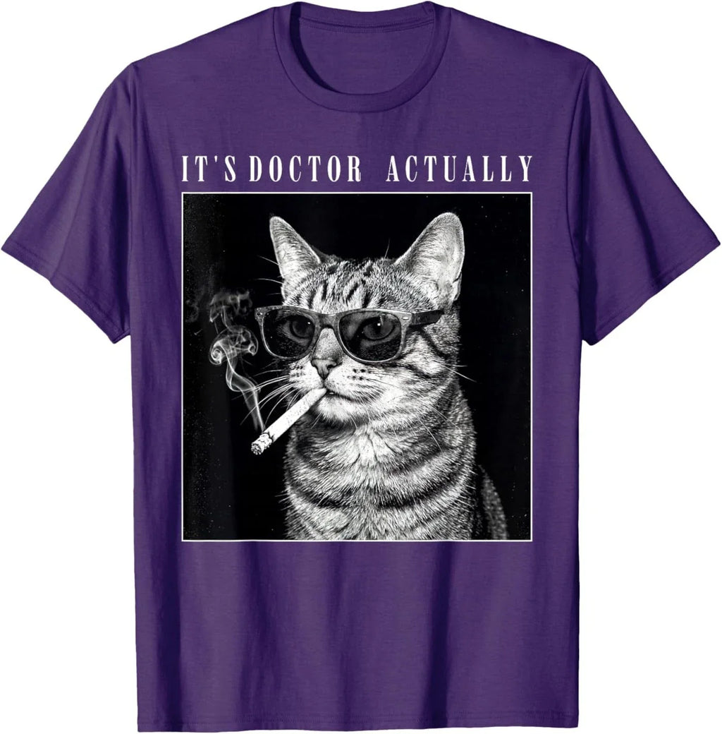 It's Doctor Actually Cool Smoking Cat Funny Phd Graduation T-Shirt Unisex T-shirt, Sweatshirt, Hoodie, Long Sleeve Tee - T-Shirt, Sweatshirt, Hoodie