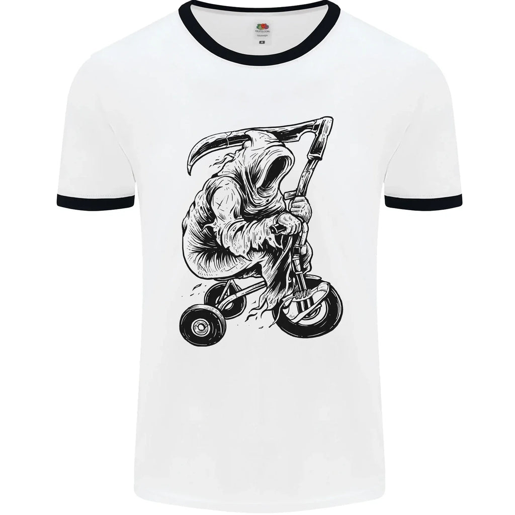 Grim Reaper Trike Bicycle Cycling Gothic Mens Ringer T-Shirt Unisex T-shirt, Sweatshirt, Hoodie, Long Sleeve Tee - T-Shirt, Sweatshirt, Hoodie