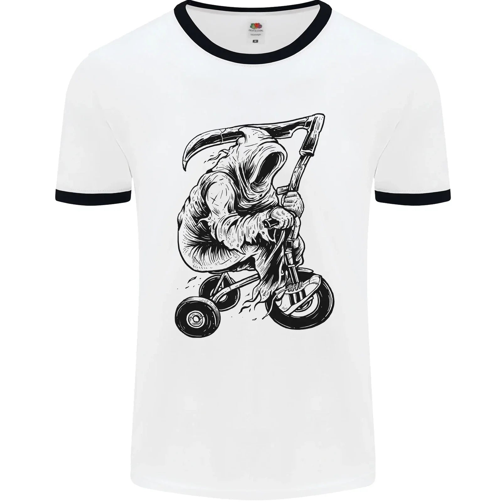 Grim Reaper Trike Bicycle Cycling Gothic Mens Ringer T-Shirt Unisex T-shirt, Sweatshirt, Hoodie, Long Sleeve Tee - T-Shirt, Sweatshirt, Hoodie