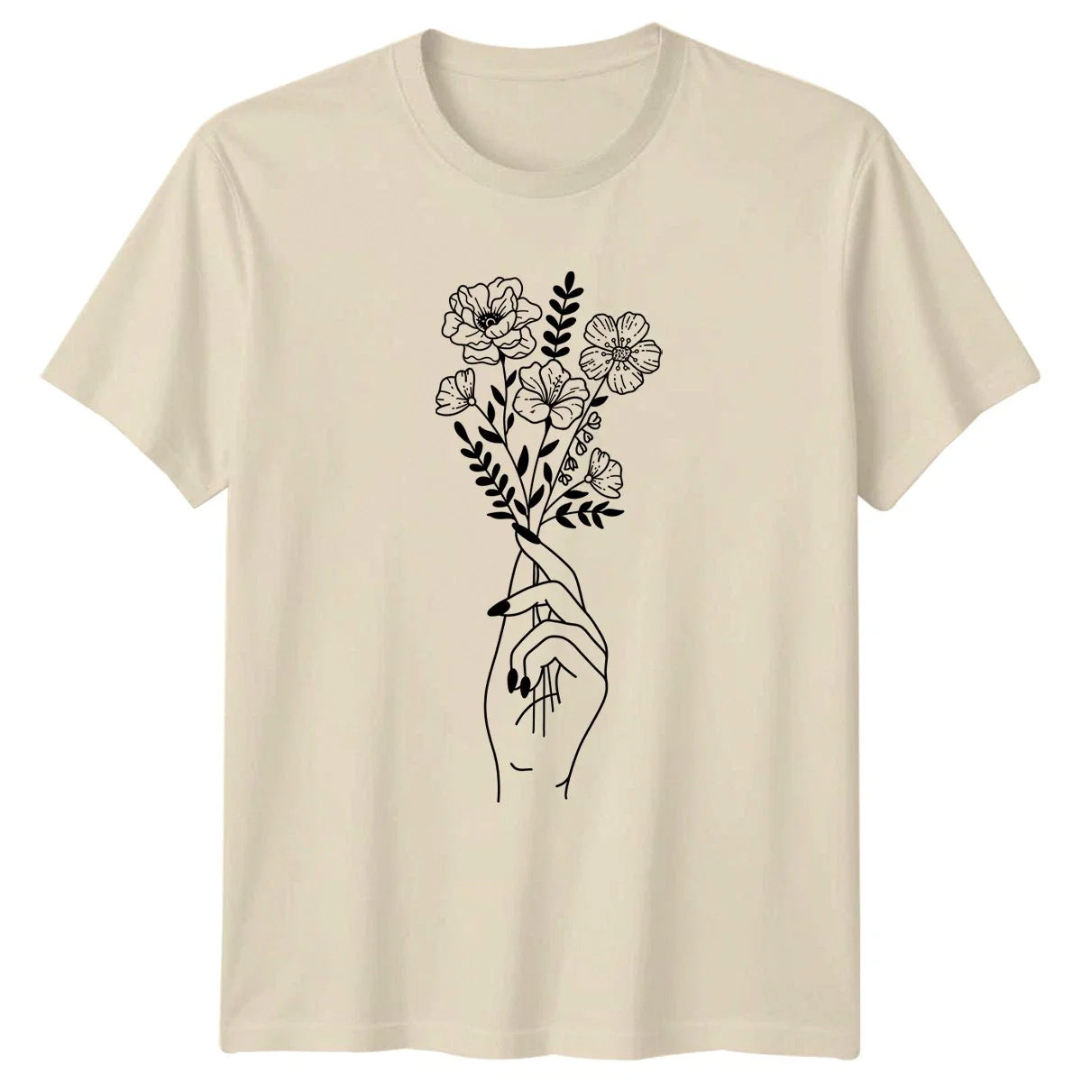 Hand Holding Flowers Aesthetic Womens T-Shirt Botanical Nature Mothers Day Unisex T-shirt, Sweatshirt, Hoodie, Long Sleeve Tee - T-Shirt, Sweatshirt, Hoodie