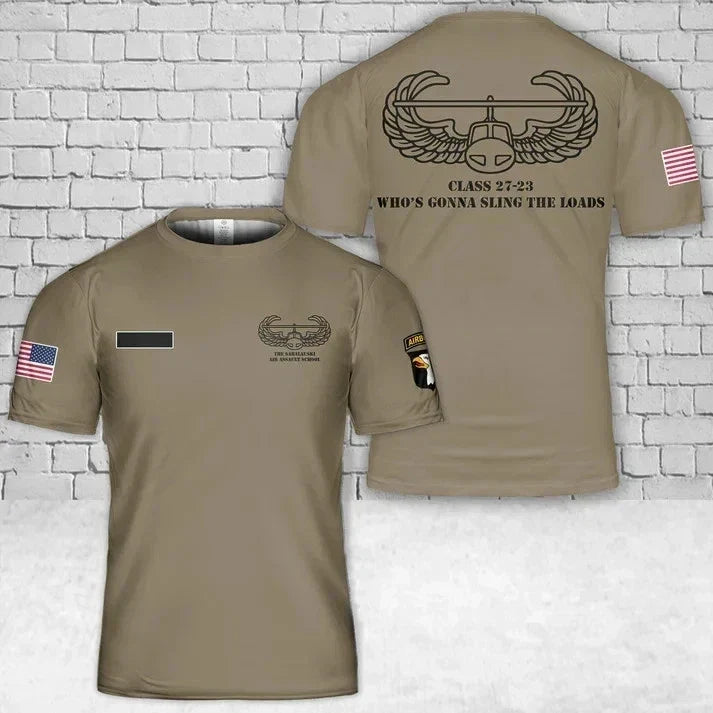 Custom Name US Army 27-23 Air Assault T-Shirt 3D Unisex T-shirt, Sweatshirt, Hoodie, Long Sleeve Tee - T-Shirt, Sweatshirt, Hoodie