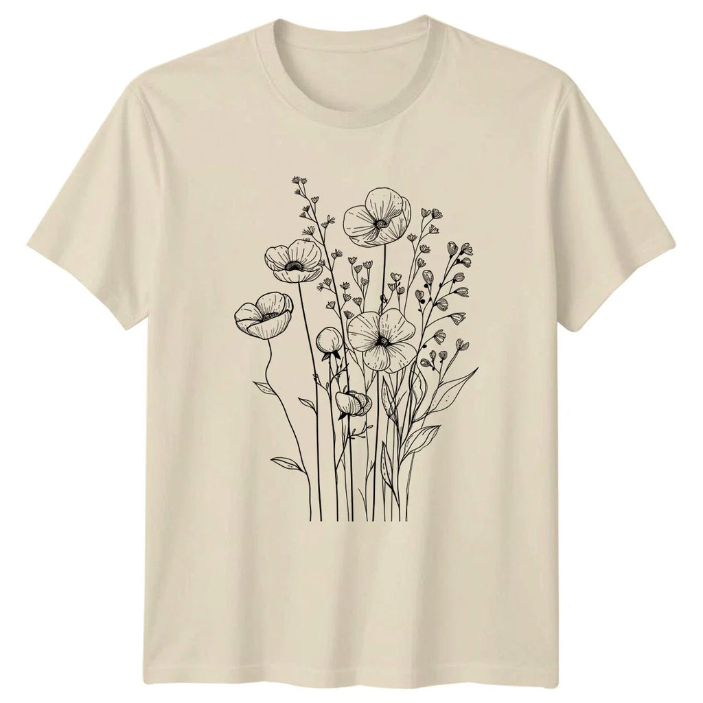 Detailed Black And White Wildflower Womens T-Shirt Botanical Sketch Nature Unisex T-shirt, Sweatshirt, Hoodie, Long Sleeve Tee - T-Shirt, Sweatshirt, Hoodie
