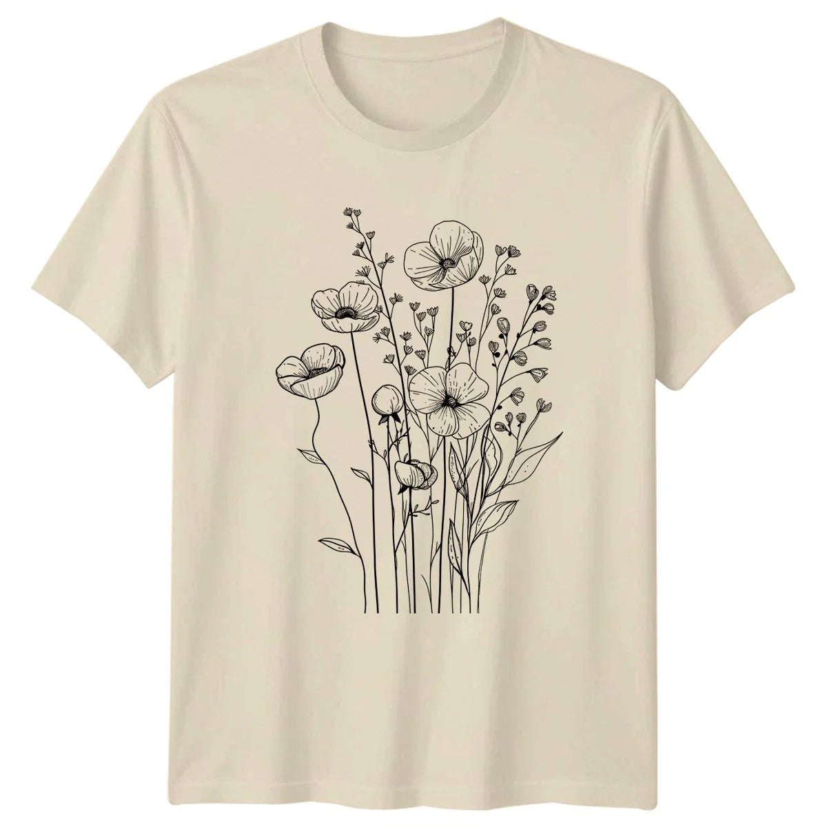Detailed Black And White Wildflower Womens T-Shirt Botanical Sketch Nature Unisex T-shirt, Sweatshirt, Hoodie, Long Sleeve Tee - T-Shirt, Sweatshirt, Hoodie