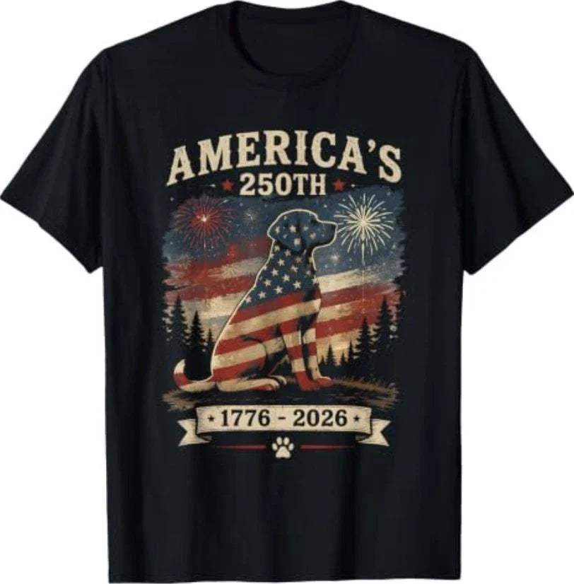 Labrador Retriever America's 250th Anniversary 1776 2026 T-Shirt Unisex T-shirt, Sweatshirt, Hoodie, Long Sleeve Tee - T-Shirt, Sweatshirt, Hoodie