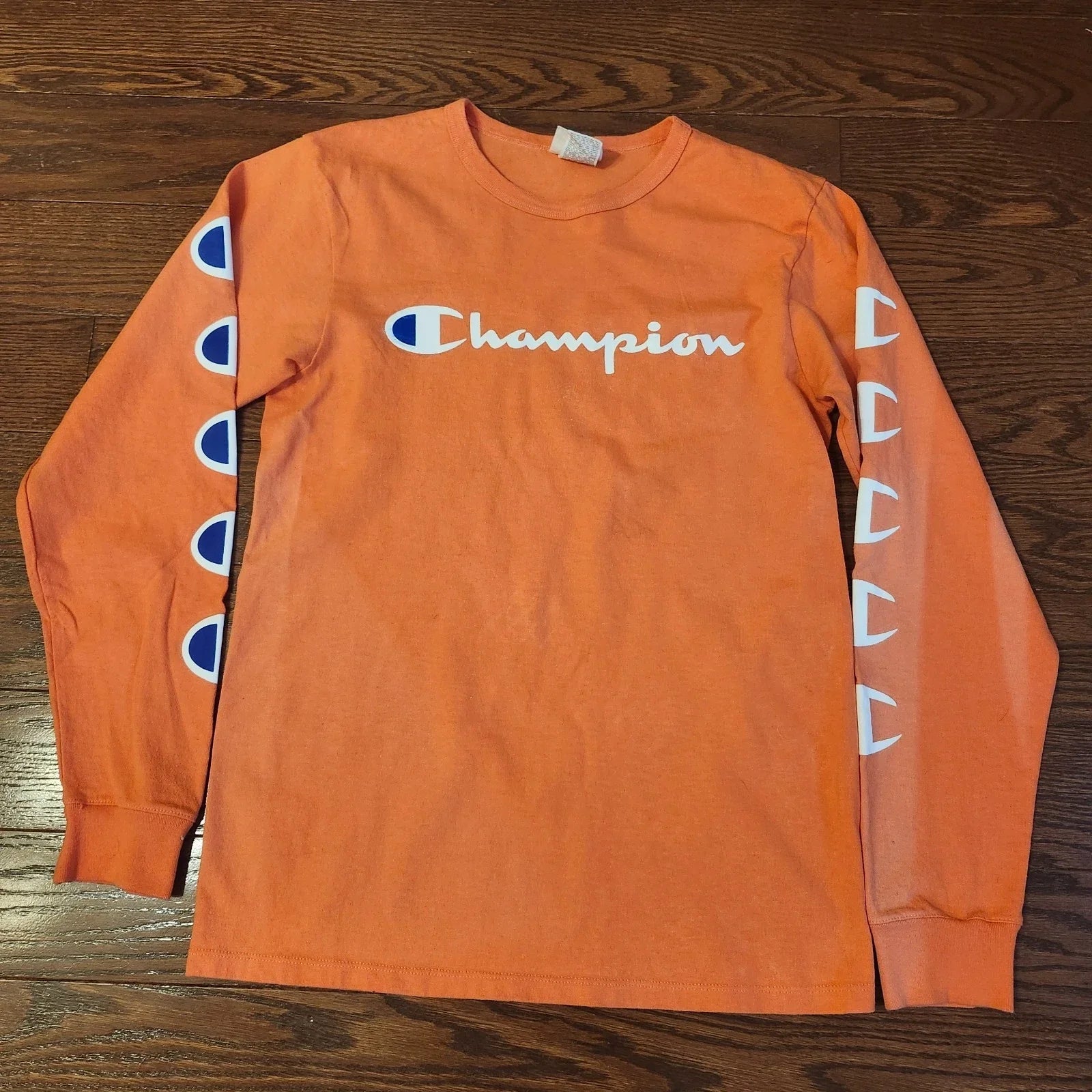 Champion Heritage Long Sleeve Tee Logo on Sleeve Orange Men's Sz M Crew Neck Unisex T-shirt, Sweatshirt, Hoodie, Long Sleeve Tee - T-Shirt, Sweatshirt, Hoodie