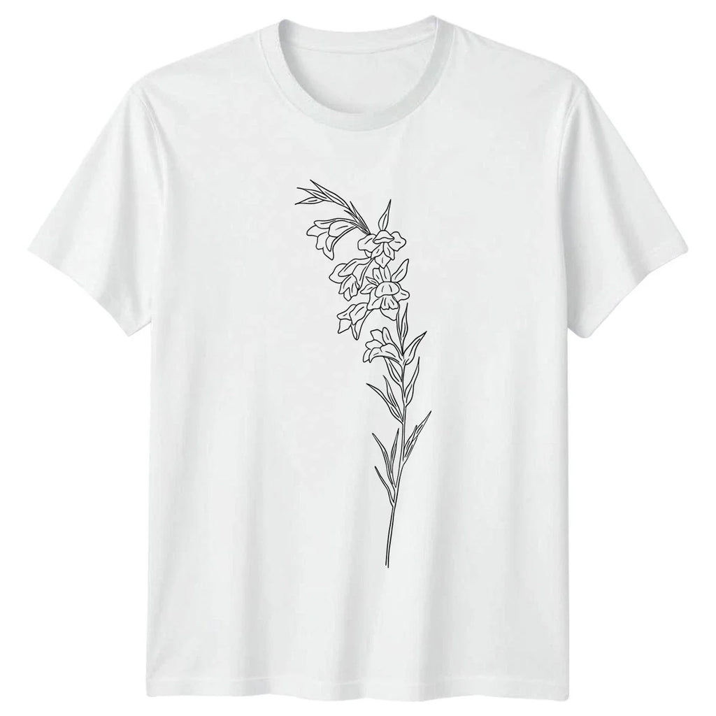Black Line Art Flower Womens T-Shirt Minimalist Floral Garden Gift Her Unisex T-shirt, Sweatshirt, Hoodie, Long Sleeve Tee - T-Shirt, Sweatshirt, Hoodie