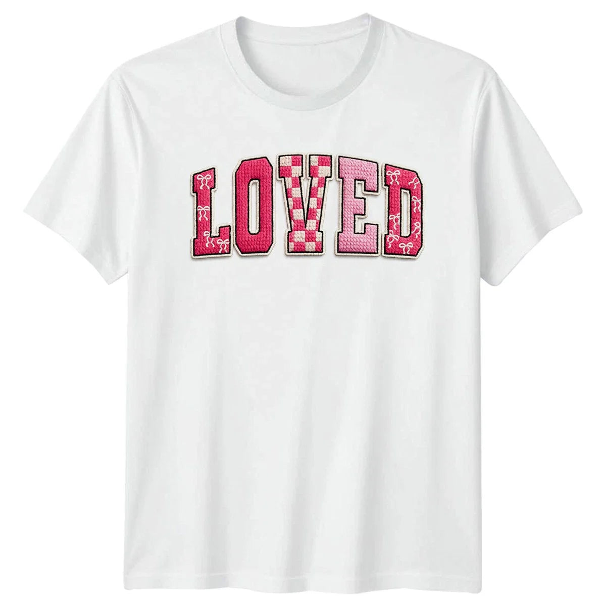 Loved Womens T-Shirt Varsity Aesthetic Fashion Valentines Day Gift For Her Unisex T-shirt, Sweatshirt, Hoodie, Long Sleeve Tee - T-Shirt, Sweatshirt, Hoodie