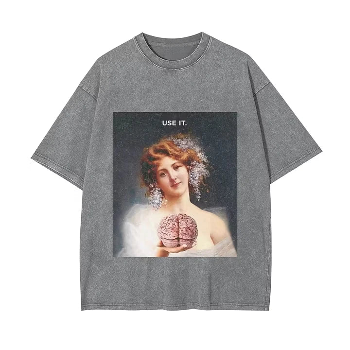 Use It Brain Graphic T-Shirt Acid Wash Vintage Grunge Tee Unisex T-shirt, Sweatshirt, Hoodie, Long Sleeve Tee - T-Shirt, Sweatshirt, Hoodie