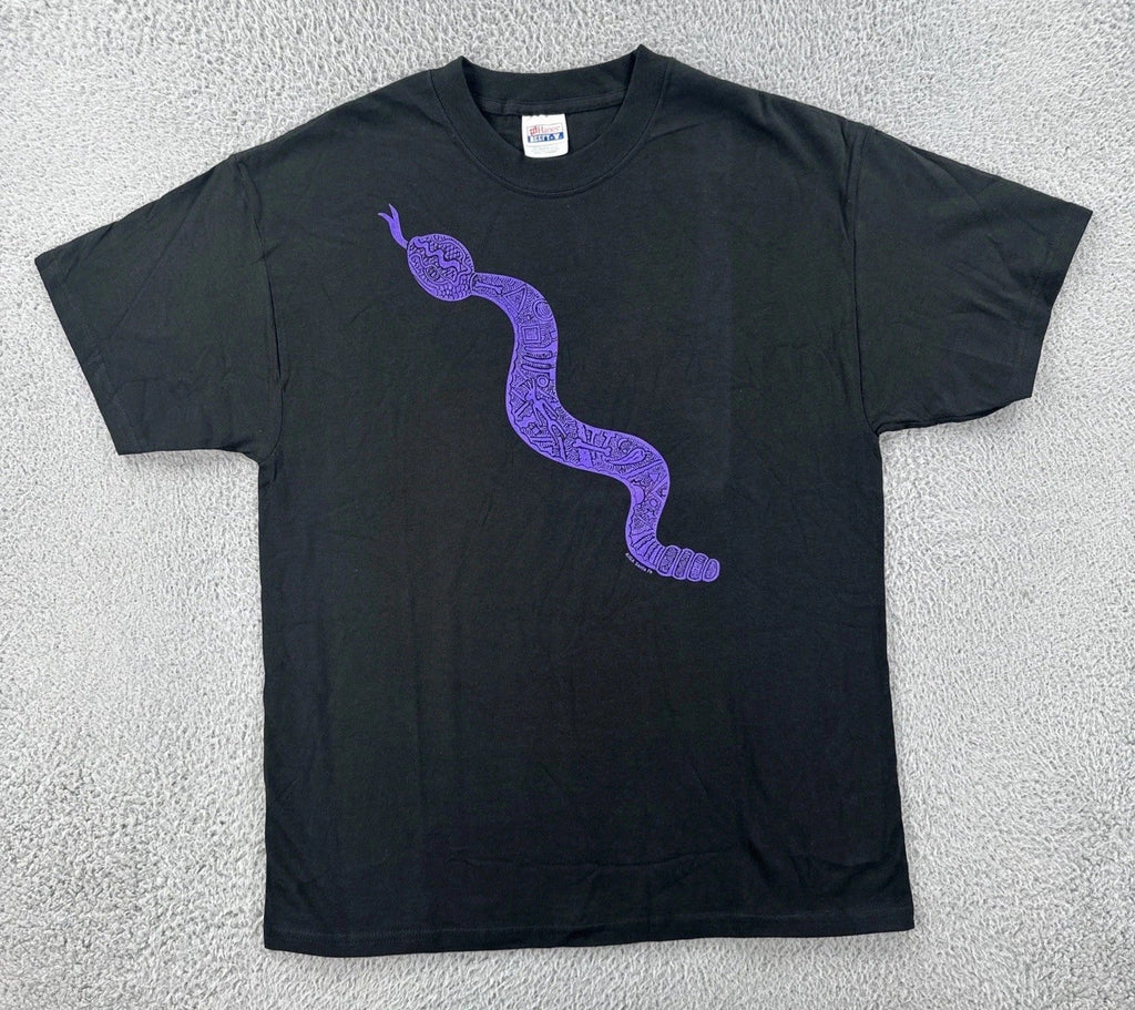 Vtg Hanes Beefy-T Mens Large Black Shirt Artistic Rattlesnake Graphic Print Y2K Unisex T-shirt, Sweatshirt, Hoodie, Long Sleeve Tee - T-Shirt, Sweatshirt, Hoodie