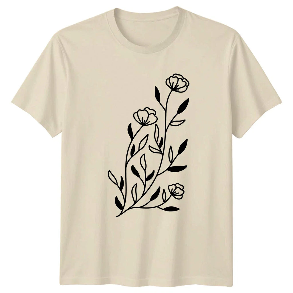 Minimalist Floral Design T-Shirt Botanical Wildflower Nature Birthday Gift Unisex T-shirt, Sweatshirt, Hoodie, Long Sleeve Tee - T-Shirt, Sweatshirt, Hoodie