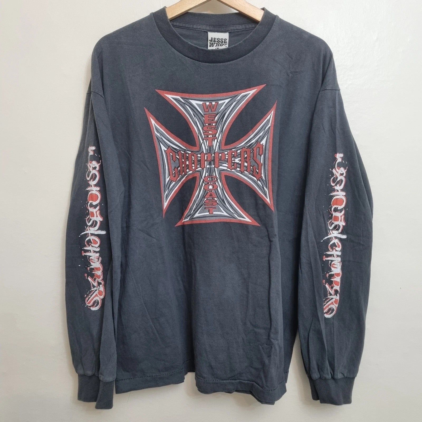 Vintage West Coast Choppers Devil Cross T-shirt XL Logo Long Sleeve Unisex T-shirt, Sweatshirt, Hoodie, Long Sleeve Tee - T-Shirt, Sweatshirt, Hoodie