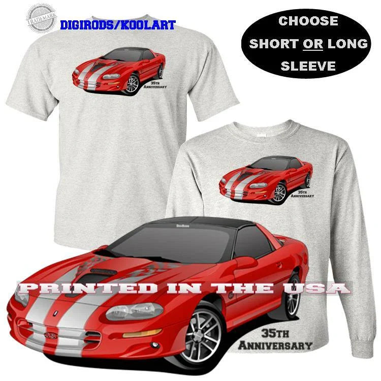 Chevrolet Chevy Camaro Red 2002 35th Anniversary DigiRods Cartoon Car T Shirt Unisex T-shirt, Sweatshirt, Hoodie, Long Sleeve Tee - T-Shirt, Sweatshirt, Hoodie