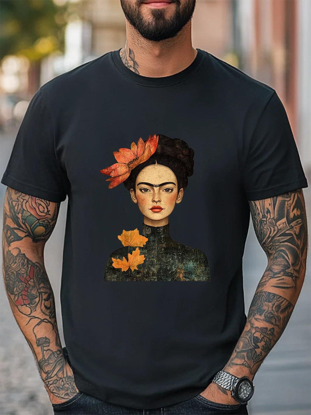 Frida Kahlo Artist portrait Unisex Women Men T-Shirt Trendy Tee Casual Tee Unisex T-shirt, Sweatshirt, Hoodie, Long Sleeve Tee - T-Shirt, Sweatshirt, Hoodie