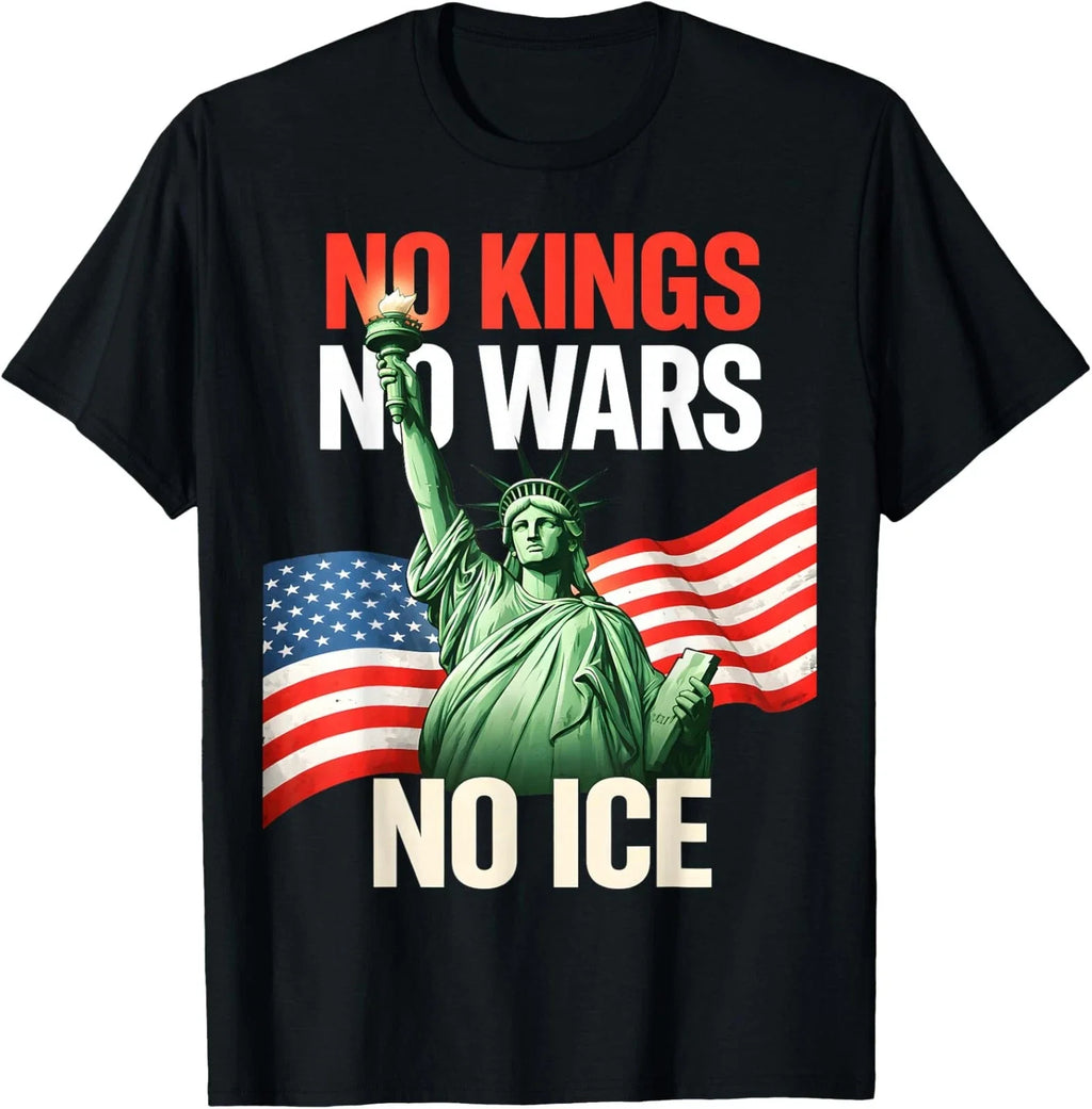 Retro Vintage No Wars No ICE No Kings US Flag Unisex T-Shirt Unisex T-shirt, Sweatshirt, Hoodie, Long Sleeve Tee - T-Shirt, Sweatshirt, Hoodie