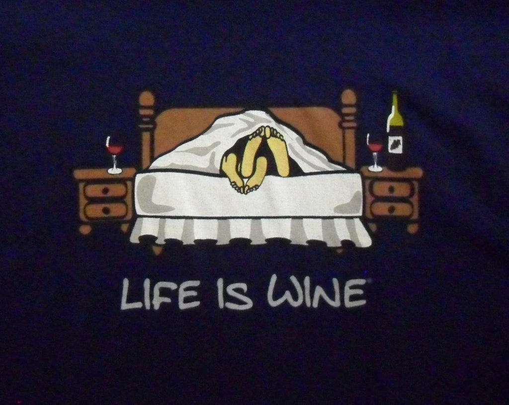 WINE IN BED Adult T-shirt Life Is Wine Shirt by The Mountain New Unisex T-shirt, Sweatshirt, Hoodie, Long Sleeve Tee - T-Shirt, Sweatshirt, Hoodie