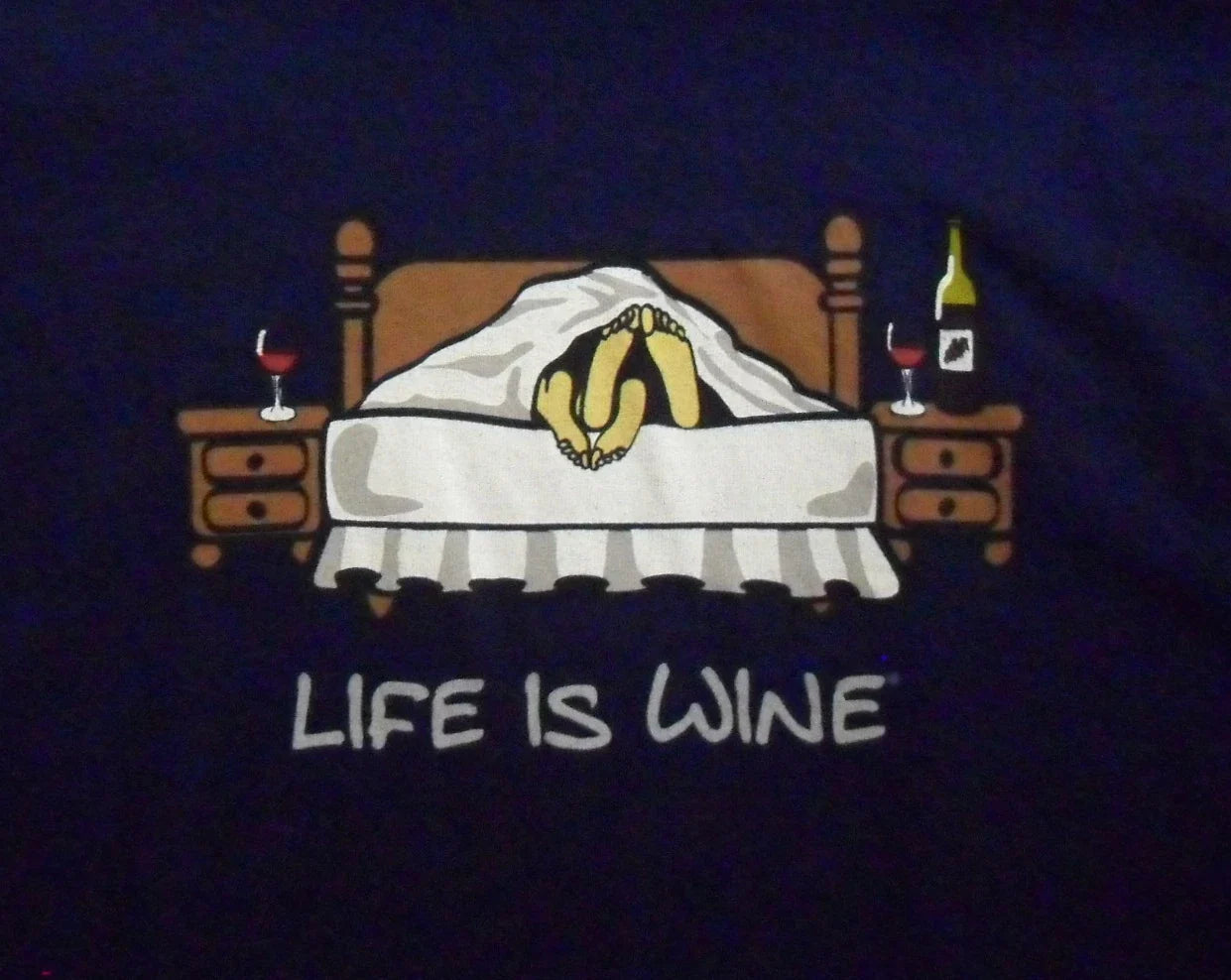 WINE IN BED Adult T-shirt Life Is Wine Shirt by The Mountain New Unisex T-shirt, Sweatshirt, Hoodie, Long Sleeve Tee - T-Shirt, Sweatshirt, Hoodie