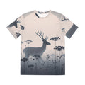 All Over Print T Shirt Minimalist Deer in Foggy Meadow Unisex T-shirt, Sweatshirt, Hoodie, Long Sleeve Tee - T-Shirt, Sweatshirt, Hoodie