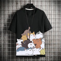 Men Japanese Cartoon T-Shirt Short Sleeve Loose Casual Top Summer Unisex T-shirt, Sweatshirt, Hoodie, Long Sleeve Tee - T-Shirt, Sweatshirt, Hoodie