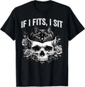Gothic Black Cat Skull Minimalist Humor If I Fits I Sit T-Shirt Unisex T-shirt, Sweatshirt, Hoodie, Long Sleeve Tee - T-Shirt, Sweatshirt, Hoodie