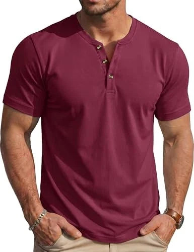 Men's Henley Short Sleeve Shirt Moisture Wicking Lightweight Unisex T-shirt, Sweatshirt, Hoodie, Long Sleeve Tee - T-Shirt, Sweatshirt, Hoodie