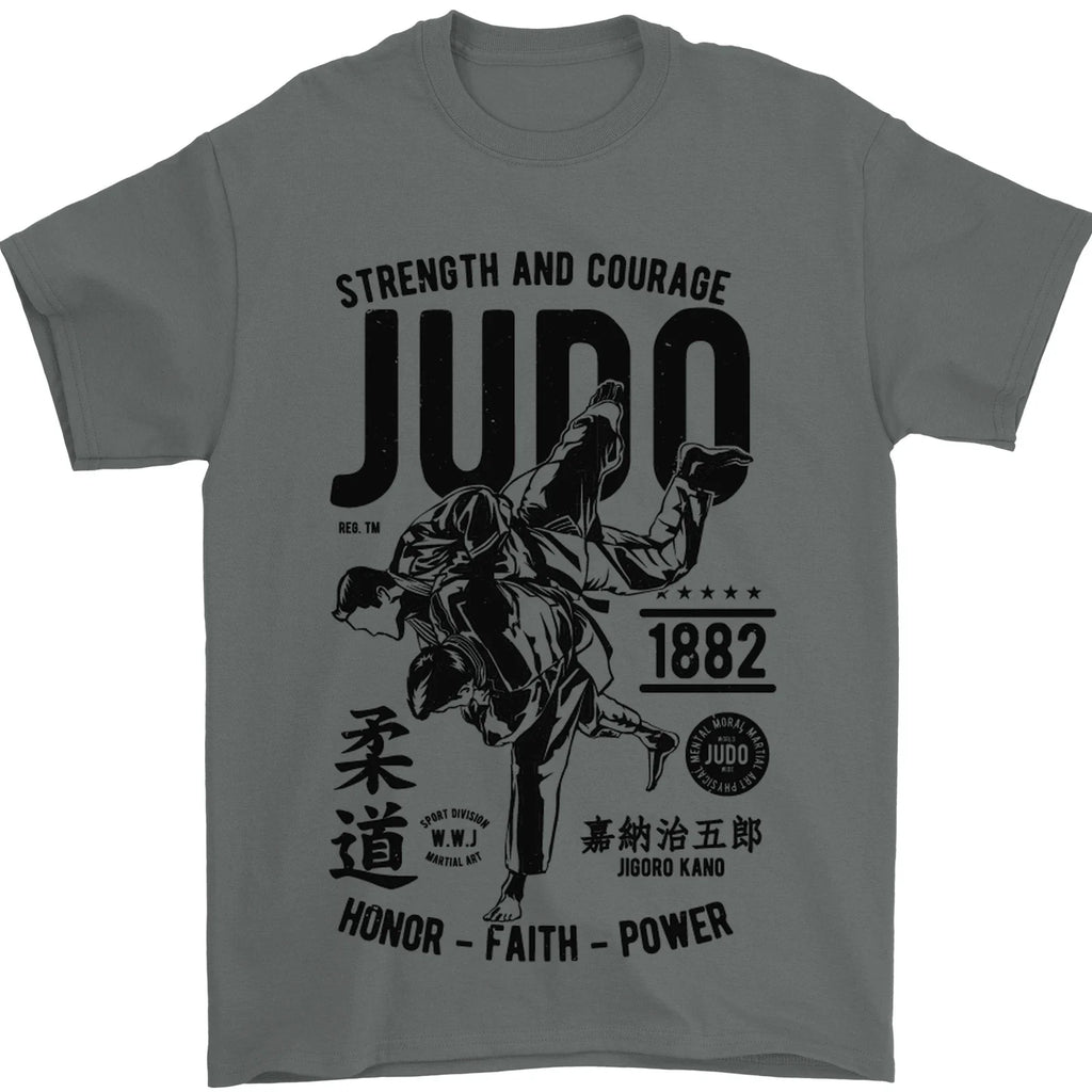 Judo Strength and Courage Martial Arts MMA Mens T-Shirt 100% Cotton Unisex T-shirt, Sweatshirt, Hoodie, Long Sleeve Tee - T-Shirt, Sweatshirt, Hoodie