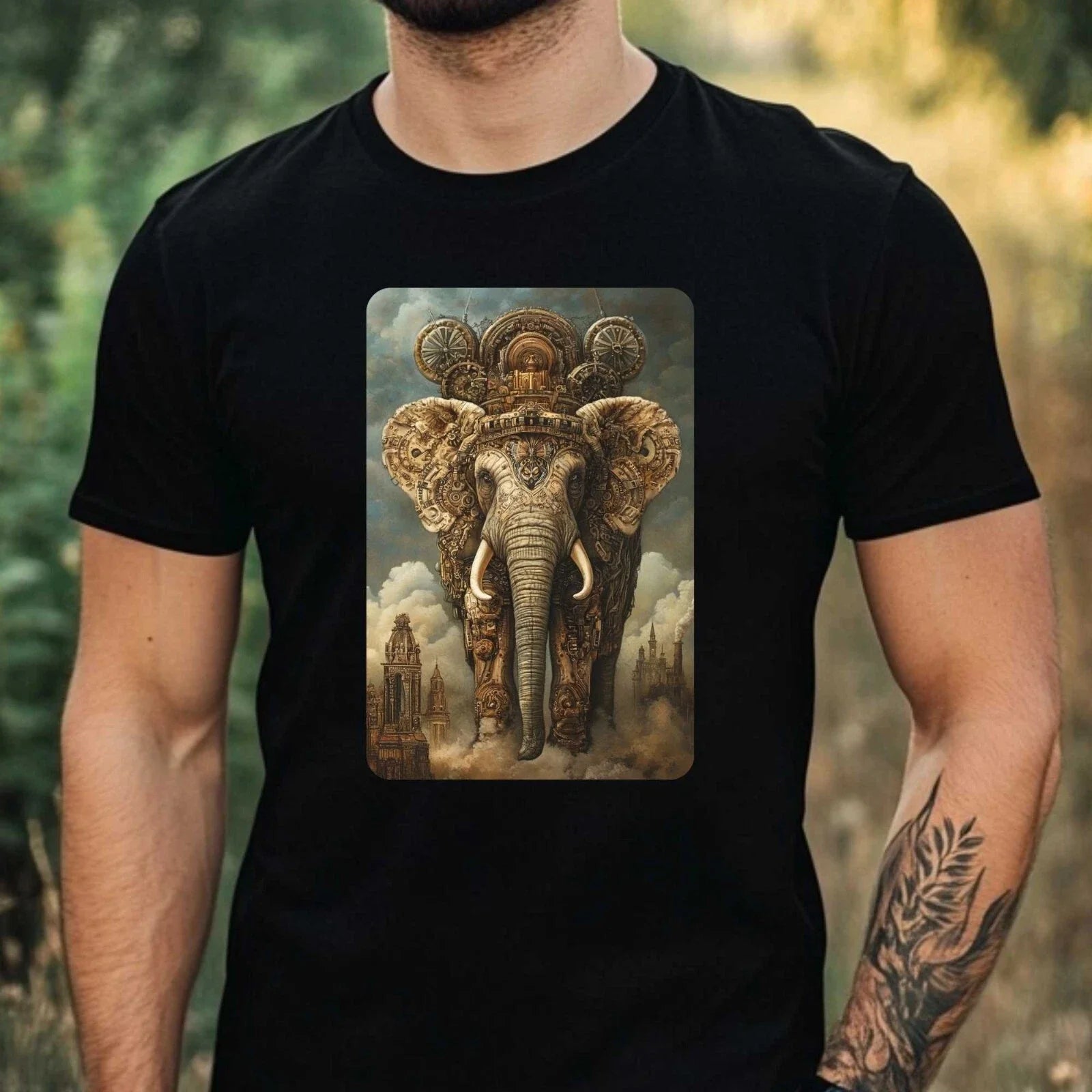 Mens Steampunk Elephant Motif Cotton T-Shirt Size XS to 5XL Unisex T-shirt, Sweatshirt, Hoodie, Long Sleeve Tee - T-Shirt, Sweatshirt, Hoodie