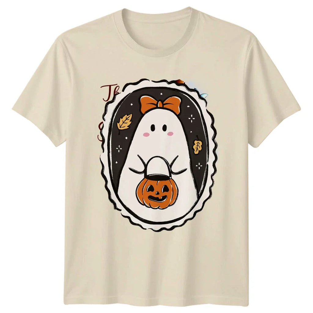Cute Ghost Trick Or Treat Pumpkin T-Shirt Cute Halloween Halloween Gift Unisex T-shirt, Sweatshirt, Hoodie, Long Sleeve Tee - T-Shirt, Sweatshirt, Hoodie